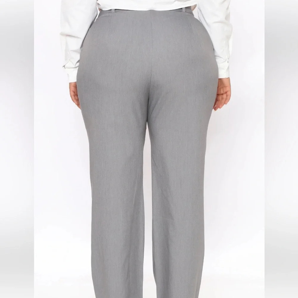 Fashion Nova Shatter the Ceiling Wise Leg Grey Trousers Size 1X - Picture 3 of 10
